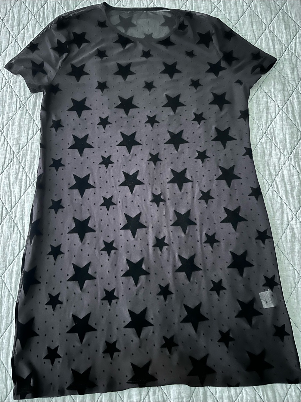 Sheer Star-Print Nightdress - Black L